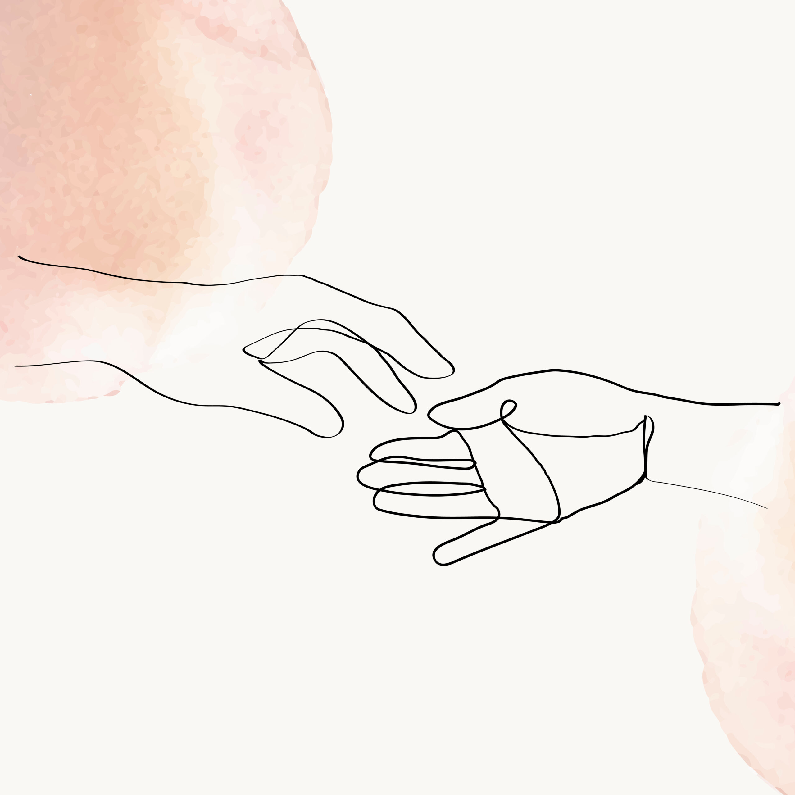 Feminine hands line art vector minimal illustration on orange pa